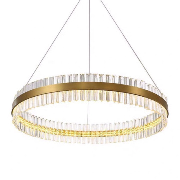 Lâmpada pendente de cristal dourado de cristal dourado de 2020 redonda K9 lustre de cristal